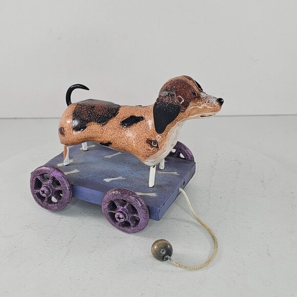Ganz Metal Dachshund Puppy Dog Pull Toy Folk Art Inspired Figure - Picture 7 of 7